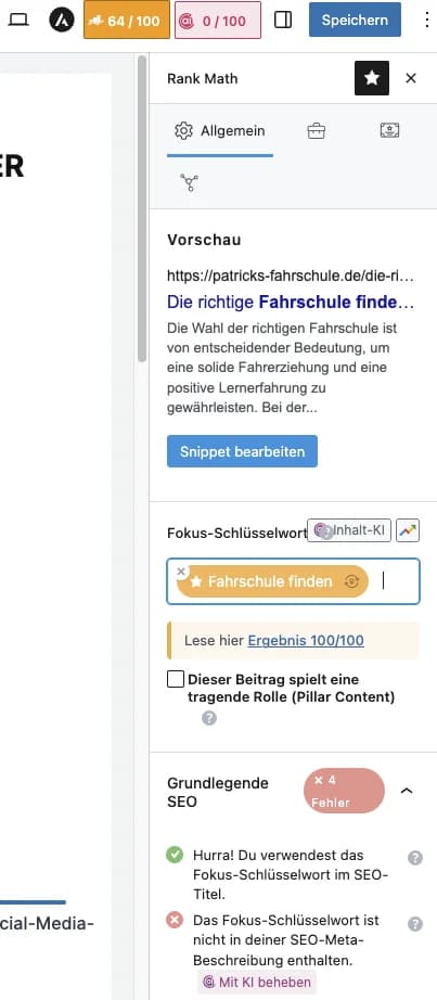 Content Editor SEO-Analyse