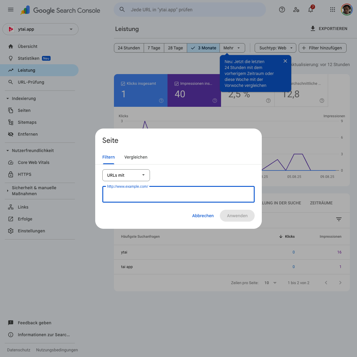 GSC URL Filter Dialog