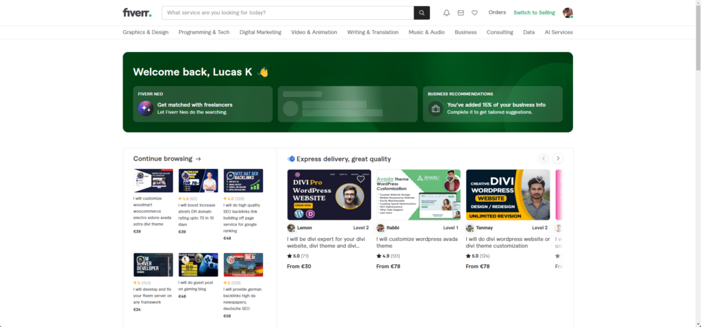 Fiverr screenshot