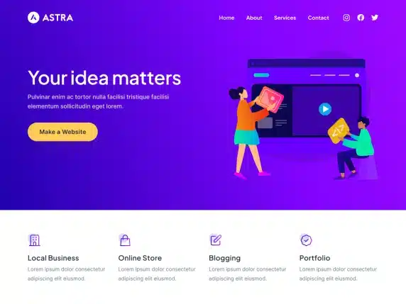 Screenshot des Astra WooCommerce Themes, optimiert für Geschwindigkeit und Benutzerfreundlichkeit.