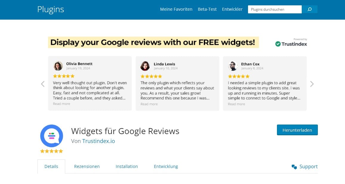 Widgets für Google Reviews Von Trustindex.io