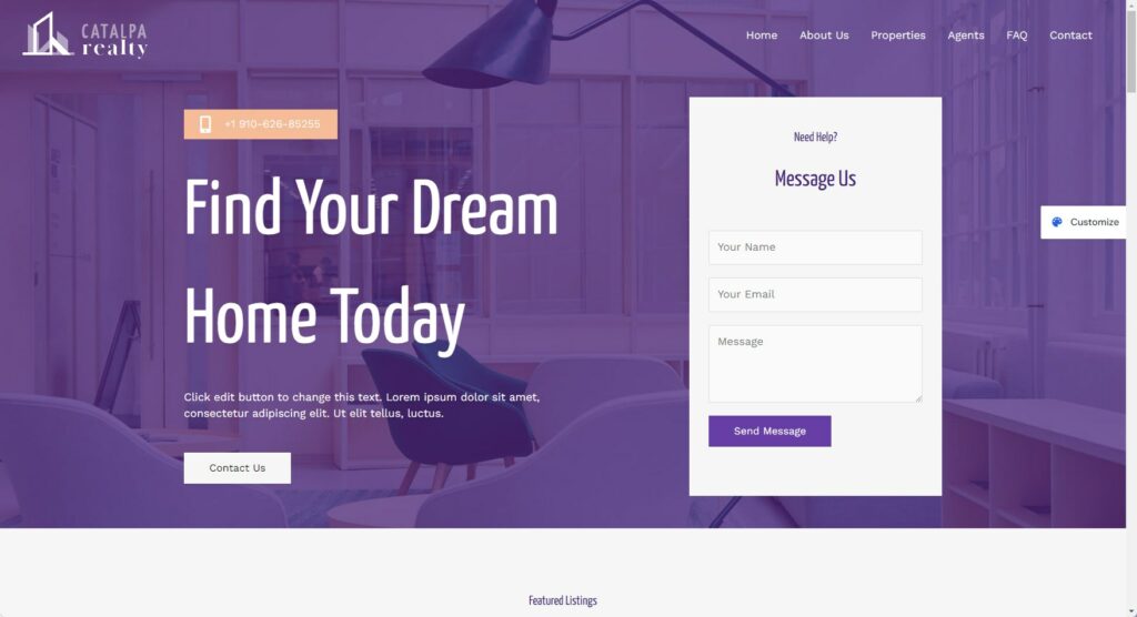 Real Estate Agent Website Demo - by Astra (Screenshot)